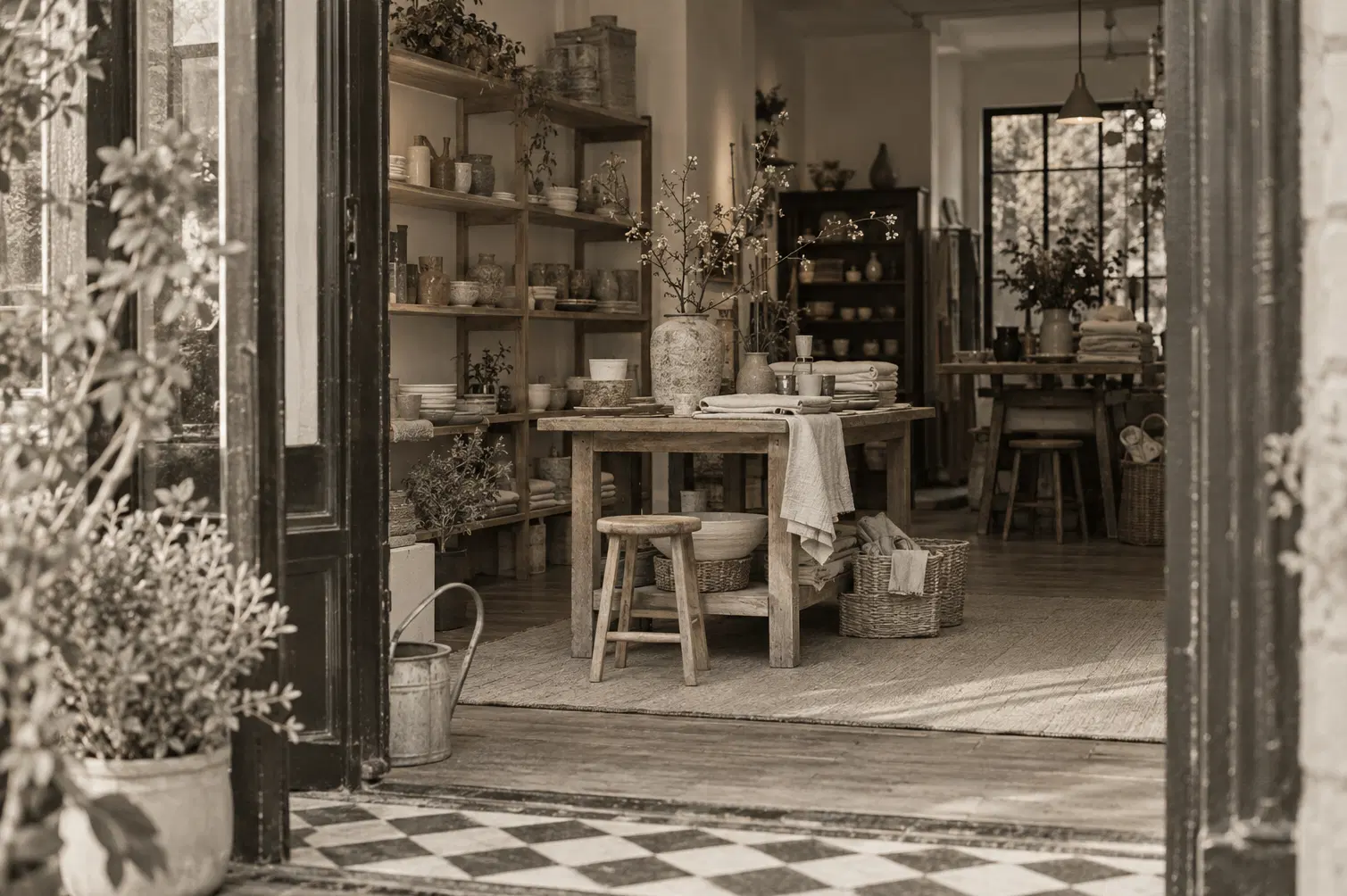 Illustration of independent retailers and their working space
